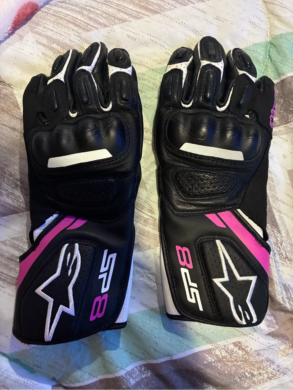 New Ladies Large Alpinestars spx 8 motorcycle gloves pink/black